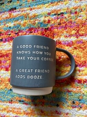 Matte Gray Ceramic Mug with Embossed Quote - A Good Friend